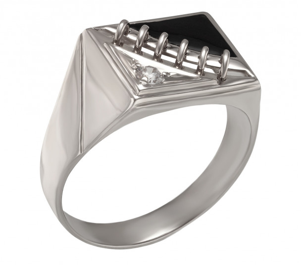 Серебряное кольцо с гранатом и фианитом. Артикул 364509С - Фото  1