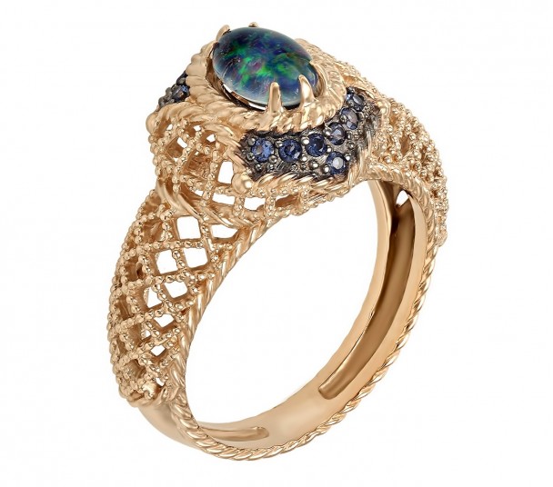 Золотое кольцо с опалом и нанокристаллами. Артикул 3623569  размер 17 - Фото 1