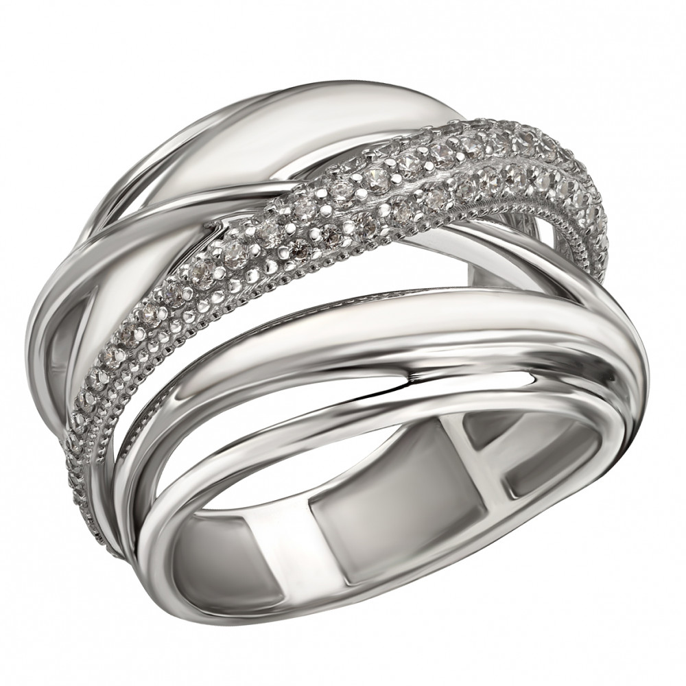Серебряное кольцо с фианитами и эмалью. Артикул 330129А  размер 16 - Фото 2