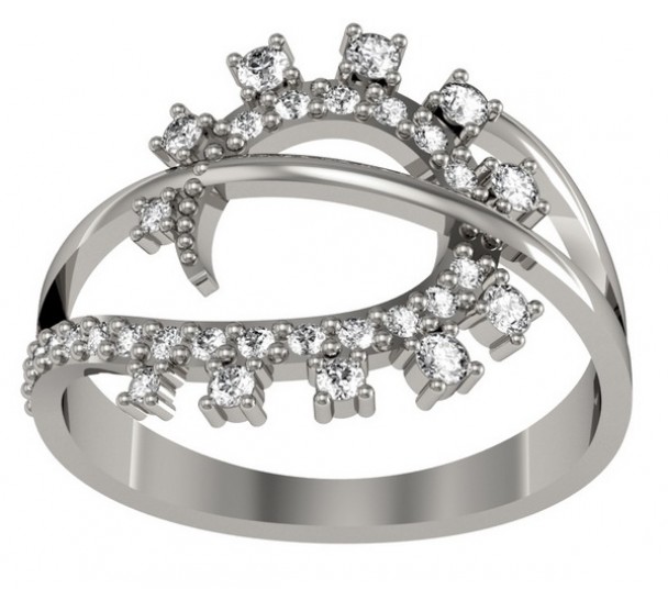 Серебряное кольцо с фианитами. Артикул 380106С  размер 18 - Фото 1