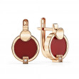 Gold earrings in red gold with cubic zirconias and onyx / pearl / turquoise. Article 449707  - Photo 3