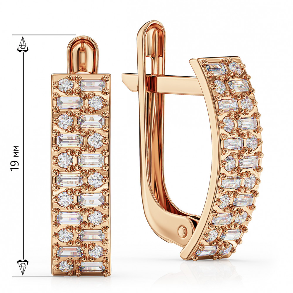 Earrings in red gold with cubic zirconia. Article 420649  - Photo 2