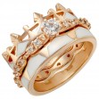 Золотое кольцо-корона с фианитами и эмалью. Артикул 330084Е  размер 19 - Фото 3