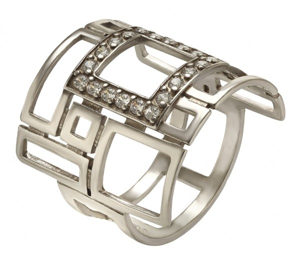 Серебряное кольцо с фианитами. Артикул 320718С - Фото  1