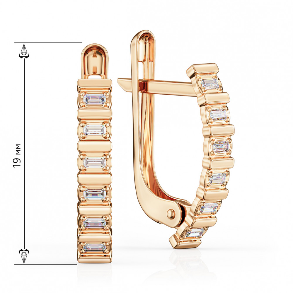 Серьги из красного золота с фианитами. Артикул 420730  - Фото 2