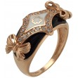 Золотое кольцо с фианитами и эмалью. Артикул 330108Е  размер 18 - Фото 3