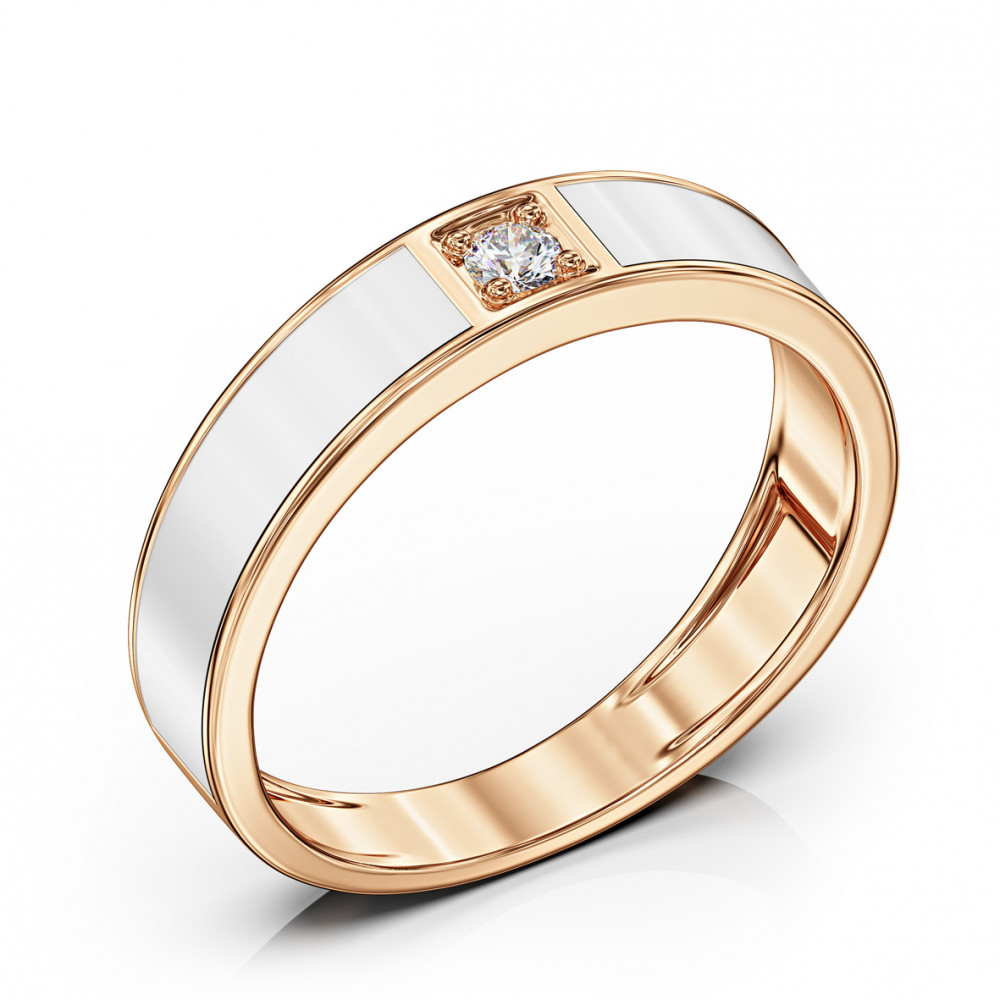 Gold ring with cubic zirkonia and enamel. Article 380183Е  size 19 - Photo 2