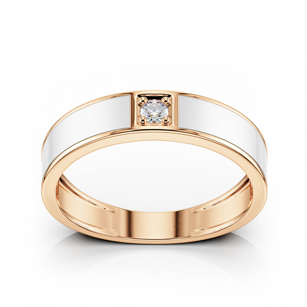 Gold ring with cubic zirkonia and enamel. Article 380183Е  size 19 - Photo 4