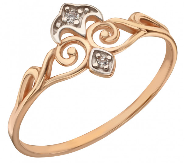 Золотое кольцо с фианитами. Артикул 330985 - Фото  1