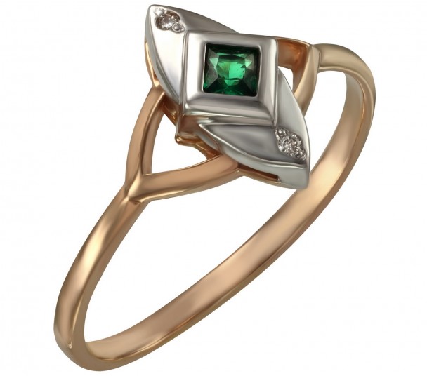 Золотое кольцо с бриллиантами и изумрудами. Артикул 752644  размер 17 - Фото 1