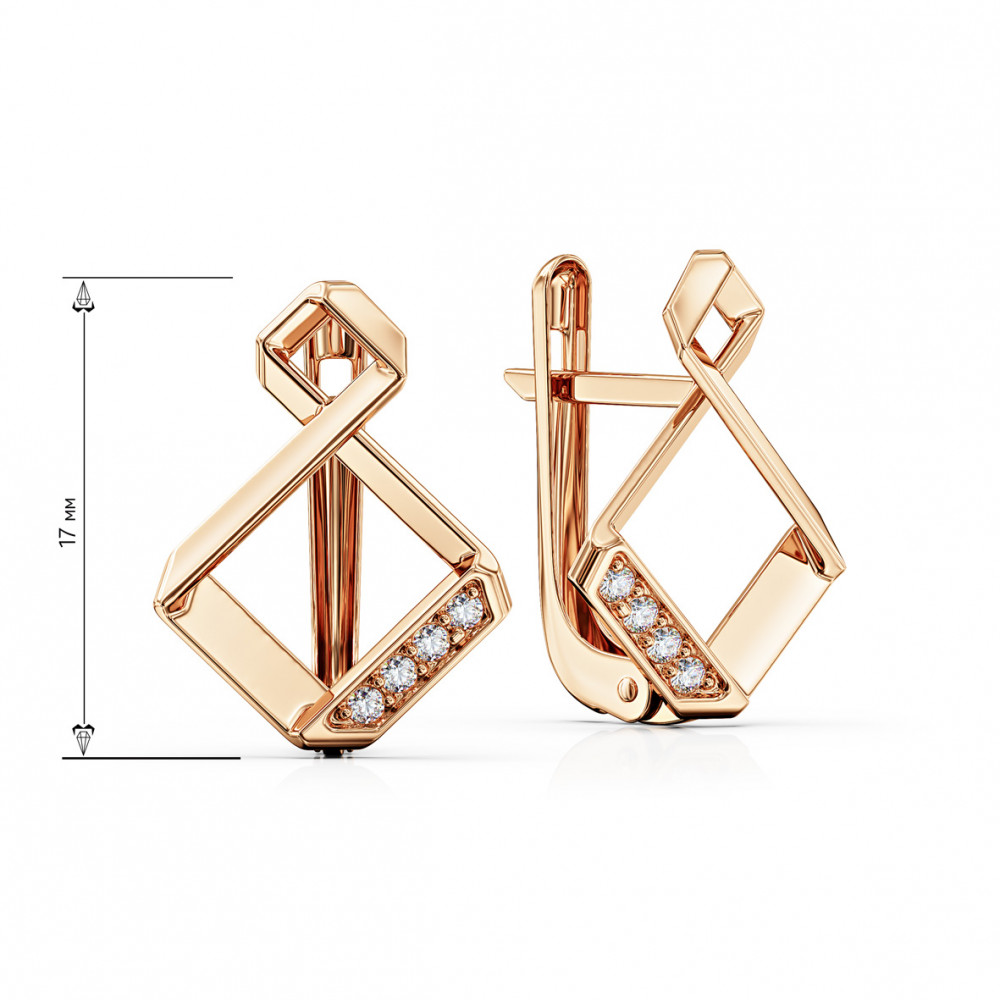 Золоті сережки з фіанітами. Артикул 490014  - Фото 2