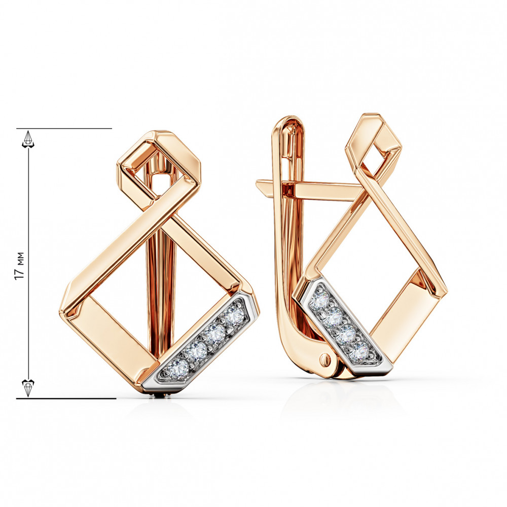 Золотые серьги с фианитами. Артикул 490014  - Фото 2