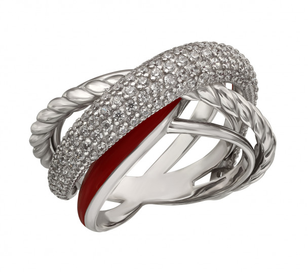 Серебряное кольцо с аметистом и фианитами. Артикул 373688С - Фото  1