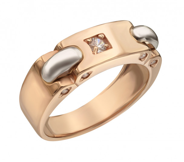 Золотое кольцо с фианитом. Артикул  330057 - Фото  1
