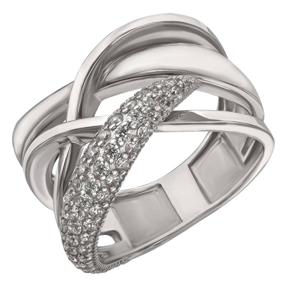 Серебряное кольцо с фианитами и эмалью. Артикул 330134А  размер 19 - Фото 2