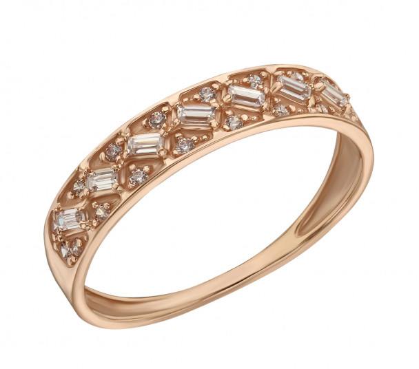 Золотое кольцо с фианитом. Артикул 380182 - Фото  1